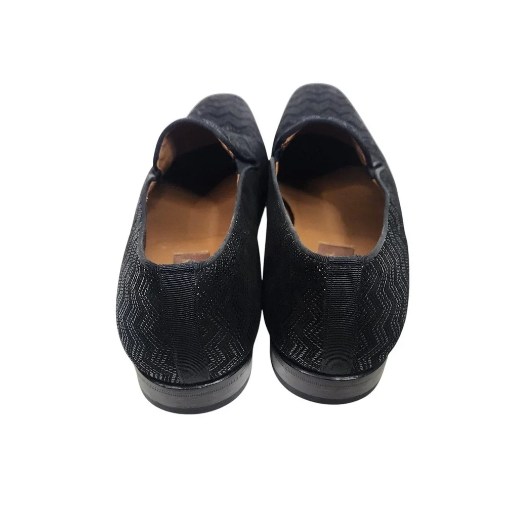 MEZLAN 18617 Shoes Mens 10.5 Black Leather Chevron Dress Oxford Slip On Spain